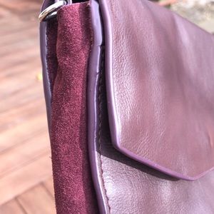 Clarks leather and suede burgundy purse